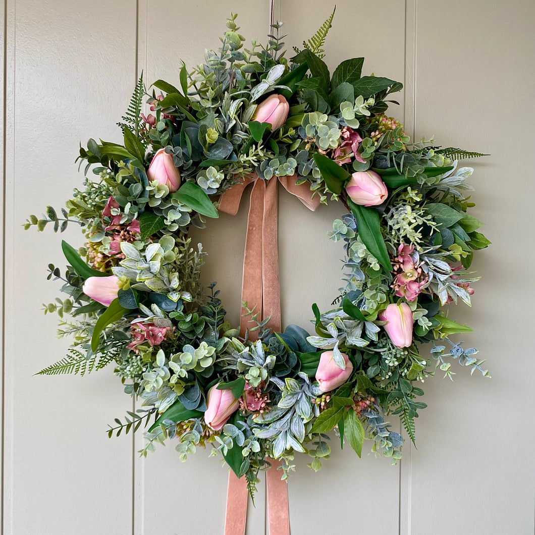 Blush Tulip Wreath - Field & Rose