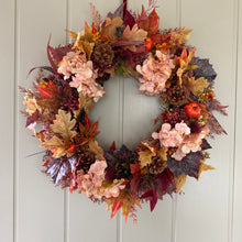 Load image into Gallery viewer, Autumn Hydrangea &amp; Pumpkin Wreath - Large - Field &amp; Rose
