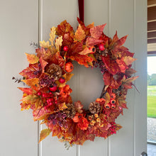 Load image into Gallery viewer, Autumn Leaves &amp; Berries Wreath
