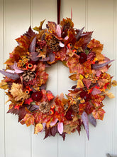Load image into Gallery viewer, Velvet Pumpkin &amp; Maple Leaves Wreath 63cm
