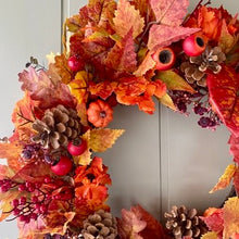 Load image into Gallery viewer, Autumn Leaves &amp; Berries Wreath
