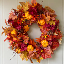 Load image into Gallery viewer, Ruby Hydrangea &amp; Pumpkin Wreath 60cm - Field &amp; Rose

