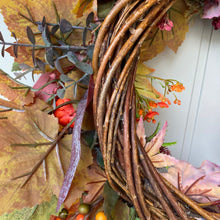Load image into Gallery viewer, Autumn Leaves &amp; Berries Wreath
