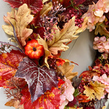 Load image into Gallery viewer, Autumn Hydrangea &amp; Pumpkin Wreath - Large - Field &amp; Rose
