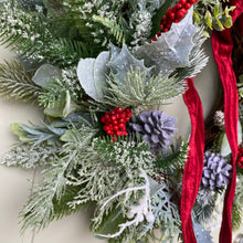 Load image into Gallery viewer, Frosted Foliage &amp; Red Berry Wreath - Field &amp; Rose
