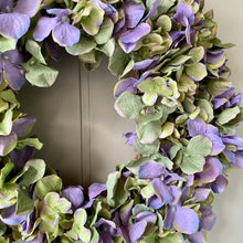 Load image into Gallery viewer, Silk Purple &amp; Green Hydrangea Wreath - Field &amp; Rose
