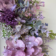 Load image into Gallery viewer, Purple Hydrangea &amp; Boxwood Wreath - Field &amp; Rose
