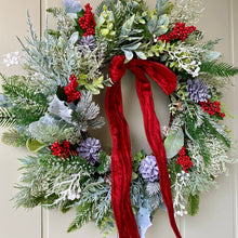 Load image into Gallery viewer, Frosted Foliage &amp; Red Berry Wreath - Field &amp; Rose
