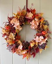 Load image into Gallery viewer, Autumn Hydrangea &amp; Pumpkin Wreath - Large - Field &amp; Rose
