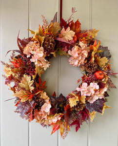 Autumn Hydrangea & Pumpkin Wreath - Large - Field & Rose