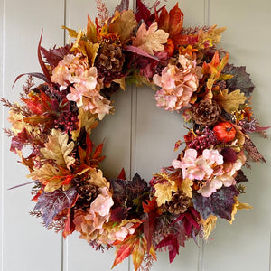 Autumn Hydrangea & Pumpkin Wreath - Large - Field & Rose