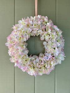 Silk Pale Pink Hydrangea Wreath