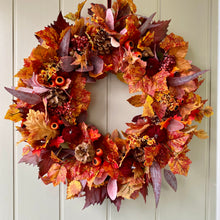 Load image into Gallery viewer, Velvet Pumpkin &amp; Maple Leaves Wreath 63cm
