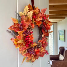 Load image into Gallery viewer, Autumn Leaves &amp; Berries Wreath
