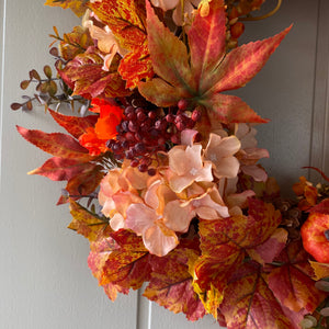 Autumn Hydrangea & Pumpkin Wreath - Field & Rose