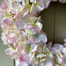 Load image into Gallery viewer, Silk Pale Pink Hydrangea Wreath
