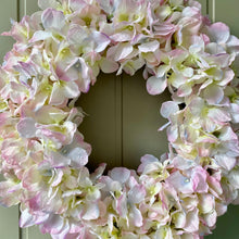 Load image into Gallery viewer, Silk Pale Pink Hydrangea Wreath
