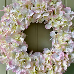 Silk Pale Pink Hydrangea Wreath