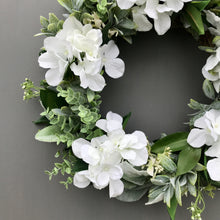 Load image into Gallery viewer, Hydrangea &amp; Eucalyptus Wreath - Medium - Field &amp; Rose
