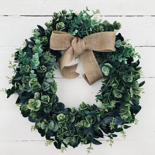 Eucalyptus Wreath with Hessian Bow - Field & Rose