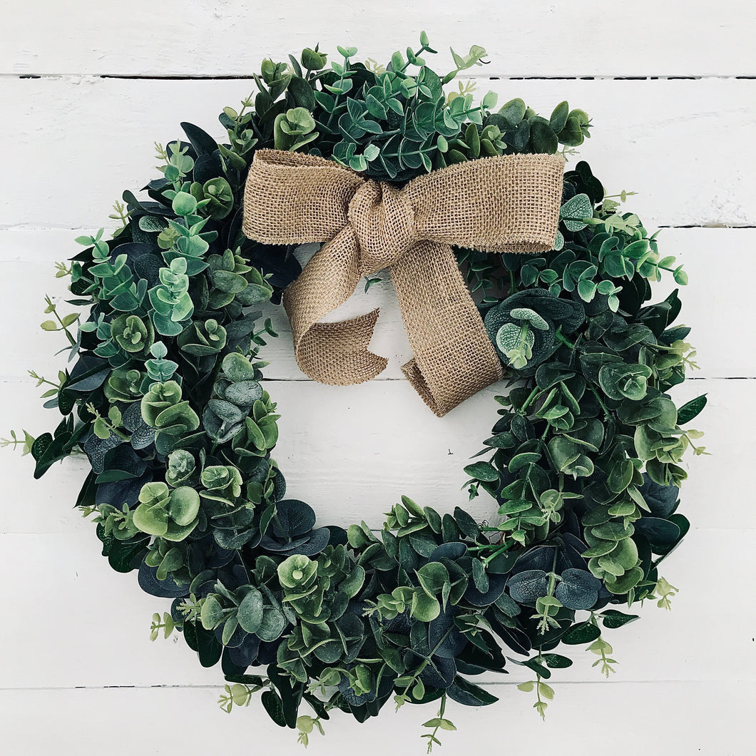 Eucalyptus Wreath with Hessian Bow - Field & Rose